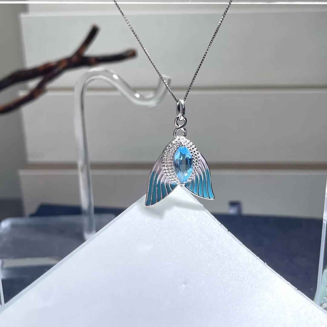 托帕石s925鱼尾吊坠 KT24102624