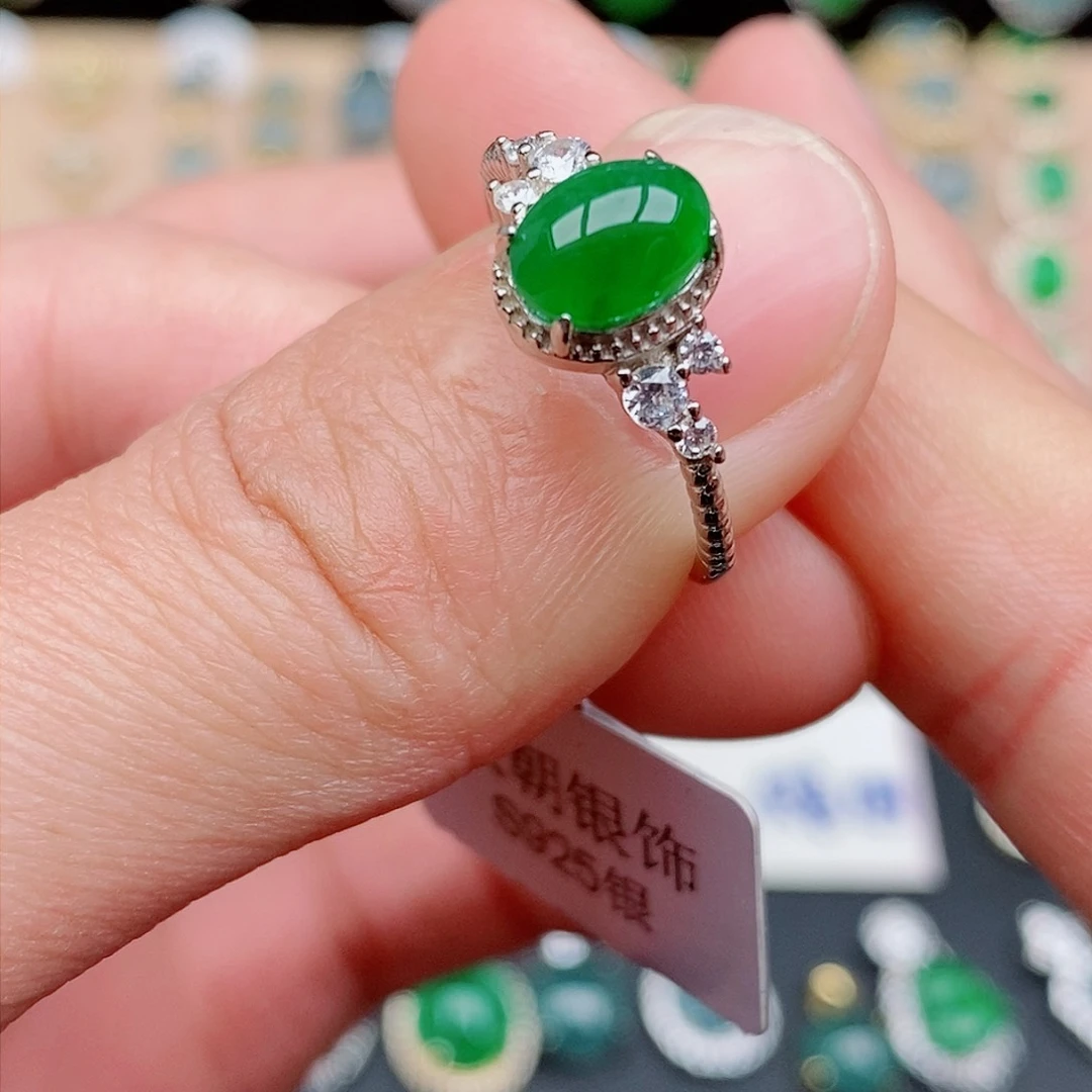 银S925镶嵌戒指翡翠