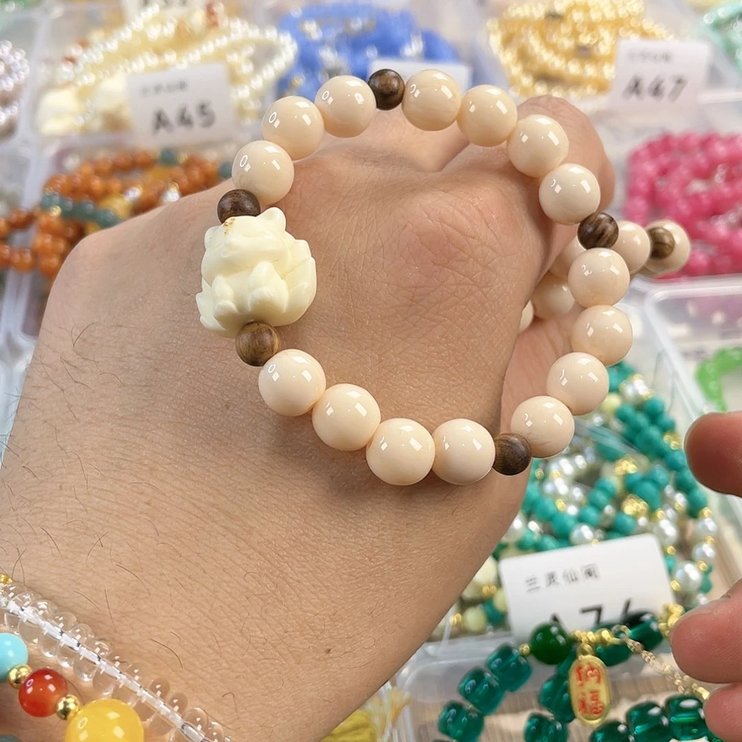 檀香木手串银S925镀金镶嵌