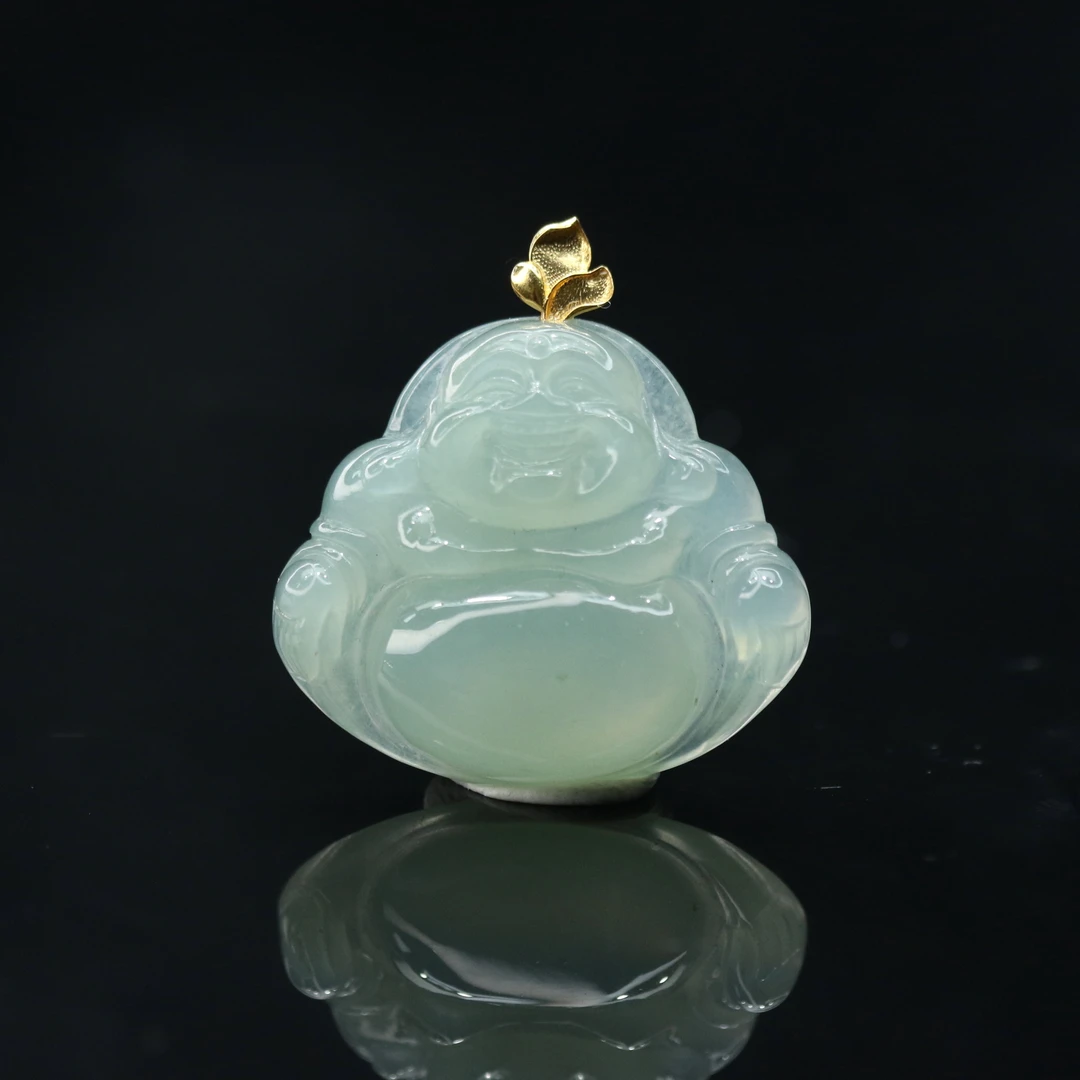 37天然缅甸翡翠A货18k佛公挂件/500582/上海嘉禾拍卖