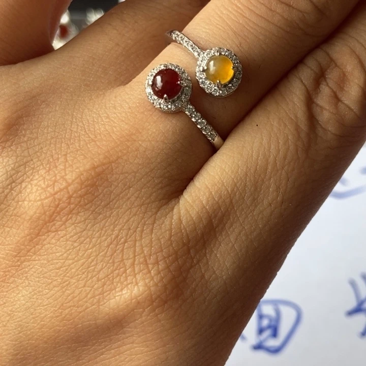 翡翠戒指银S925镶嵌戒指