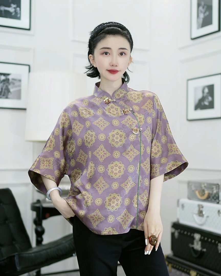 Betty Bairn【传承/河倾月落】花萝香 云纱桑蚕丝上衣25B-BW265
