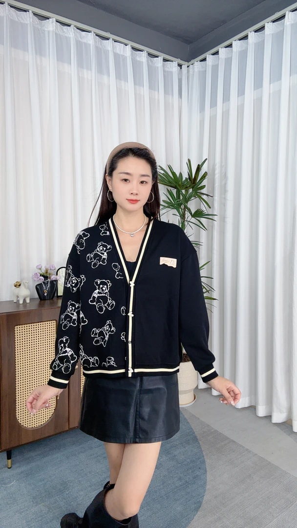 372针织衫撞色秋季中长款短款毛针织衫毛衣气质针织兔子