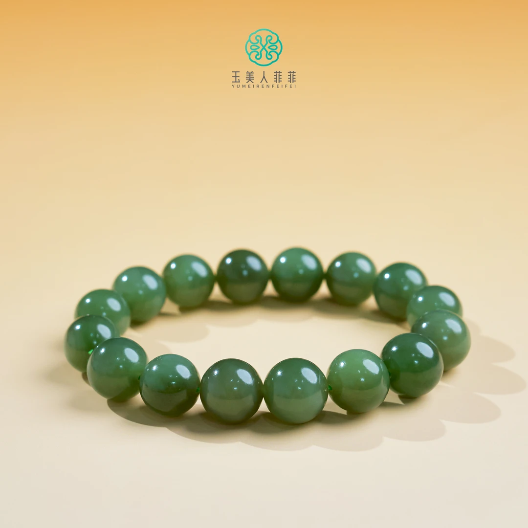 石惑珠宝·和田玉单圈圆珠手串约12mm-多样性发一