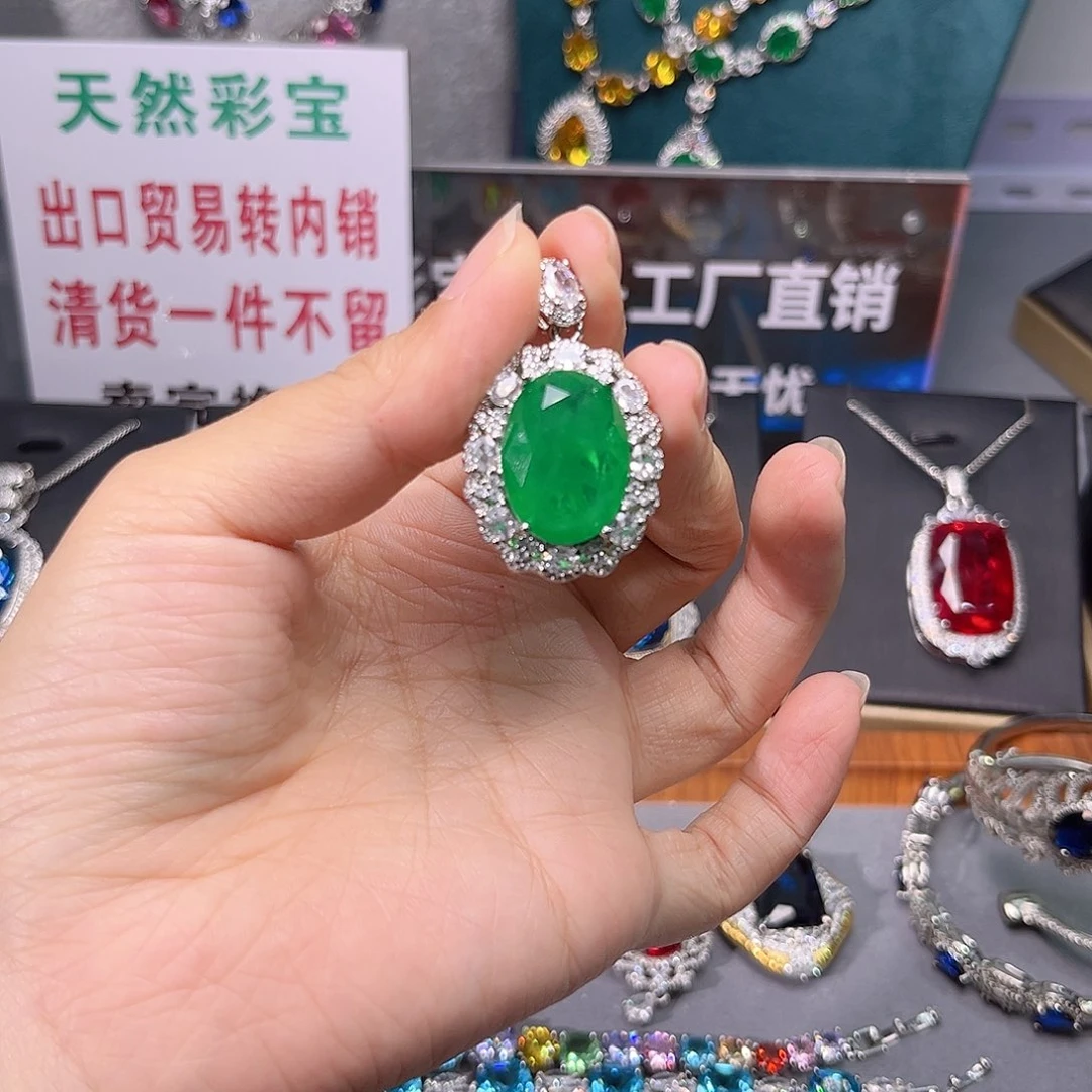 银S925镶嵌颈饰祖母绿t 3