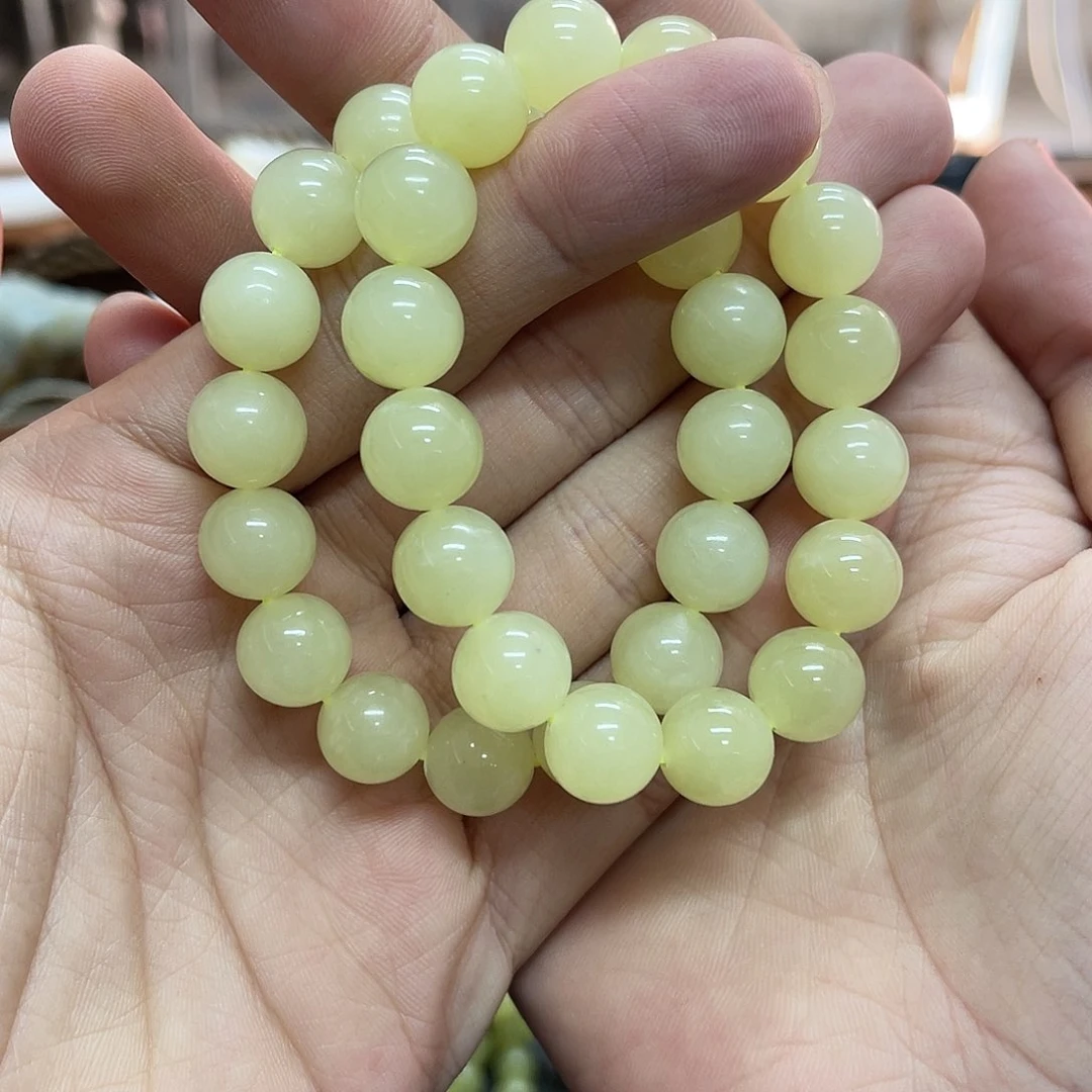 未镶嵌手串和田玉（糖玉）新疆和田玉若羌黄口手串12