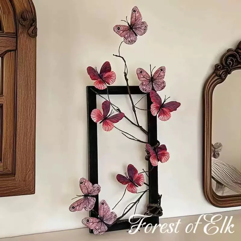 蝴蝶花假花仿真花客厅摆件餐桌装饰品轻奢高端花艺摆件背景装饰