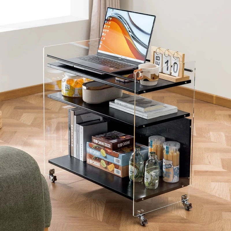 JC亚克力边几小推车收纳柜中古客厅移动茶几