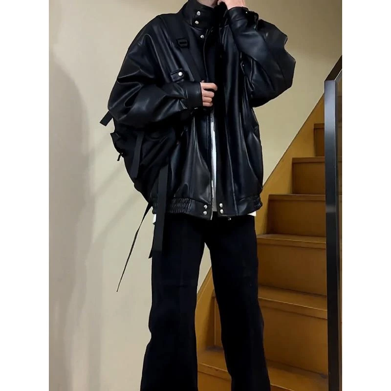 美式工装皮衣外套男款春季高级感痞帅cleanfit飞行机车夹克棒球服