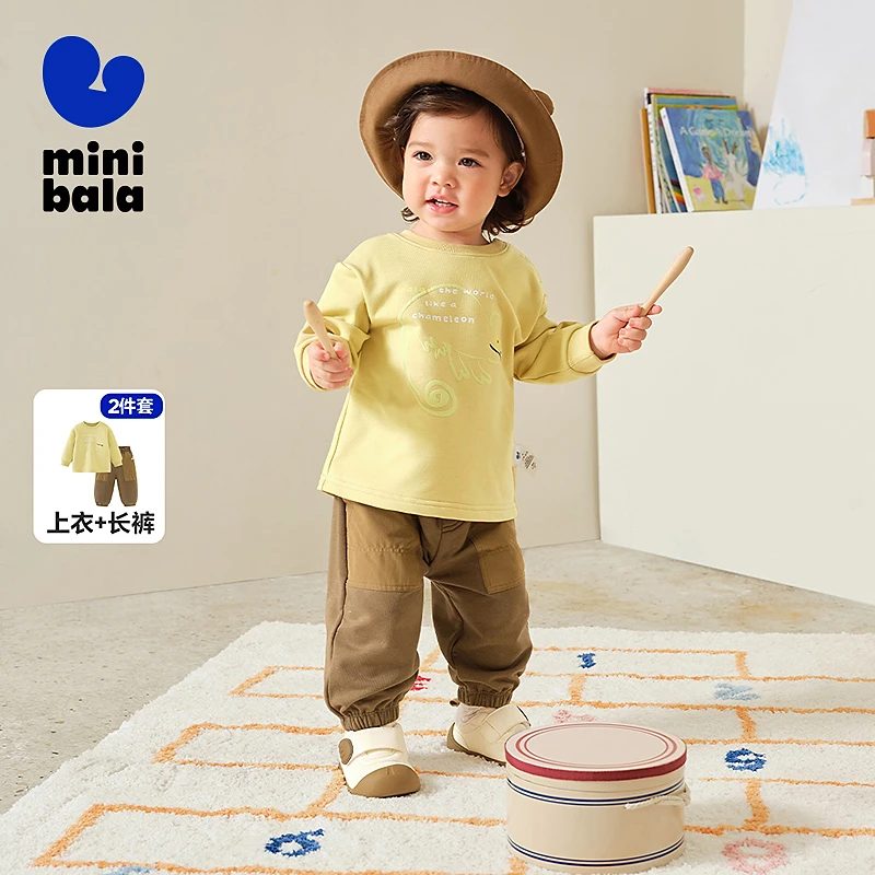 迷你巴拉长袖套装男童女童卫衣长裤两件套2025春230125104104
