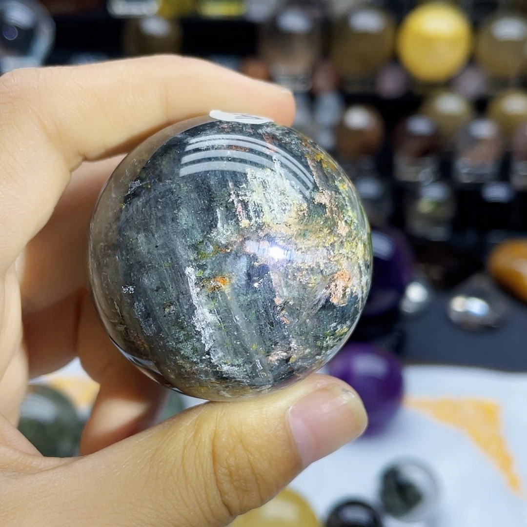 水晶珠宝半成品未镶嵌天然蓝灰幽灵46mm