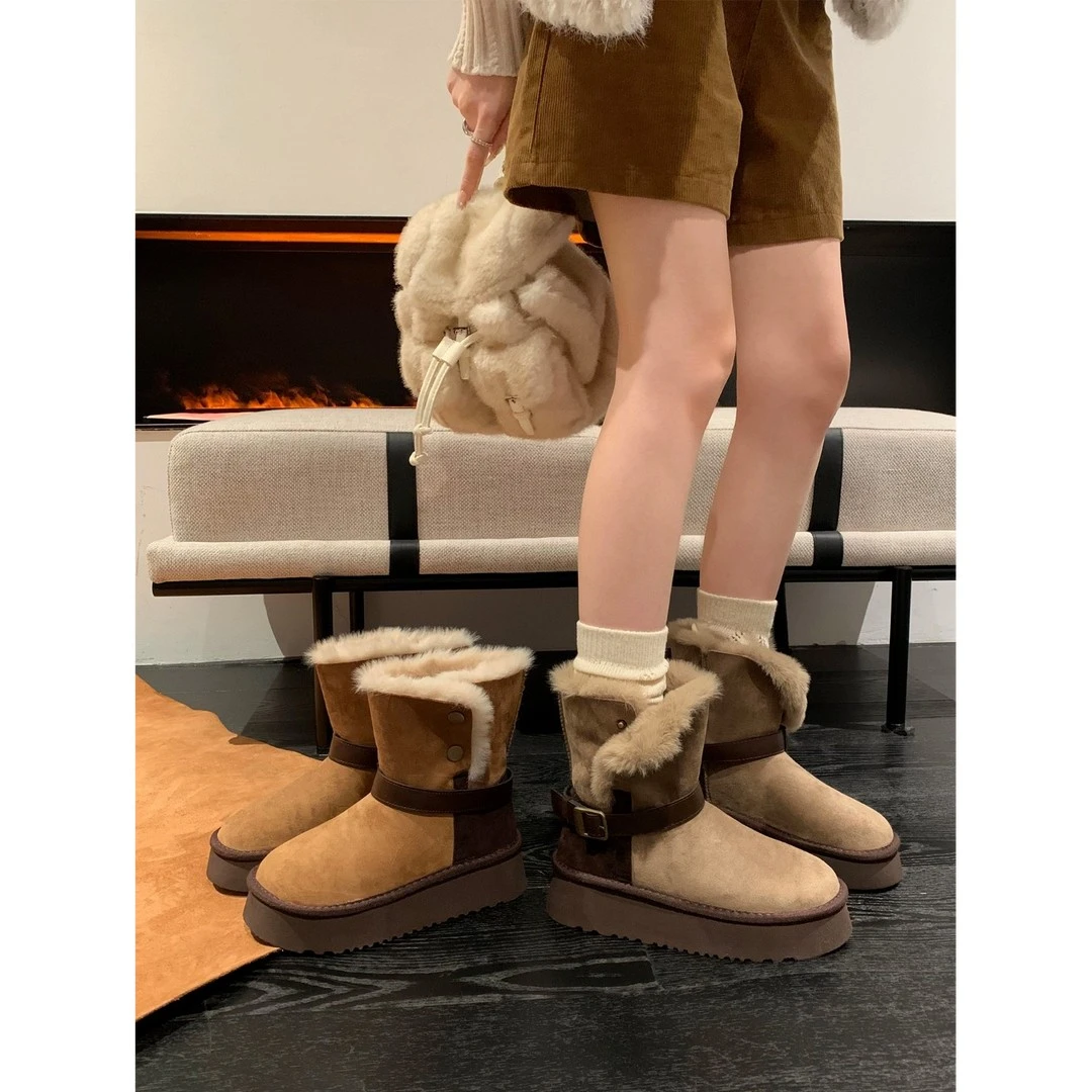 冬之快车~时尚百搭雪地靴女2025秋冬季新款短筒加绒保暖长筒棉鞋