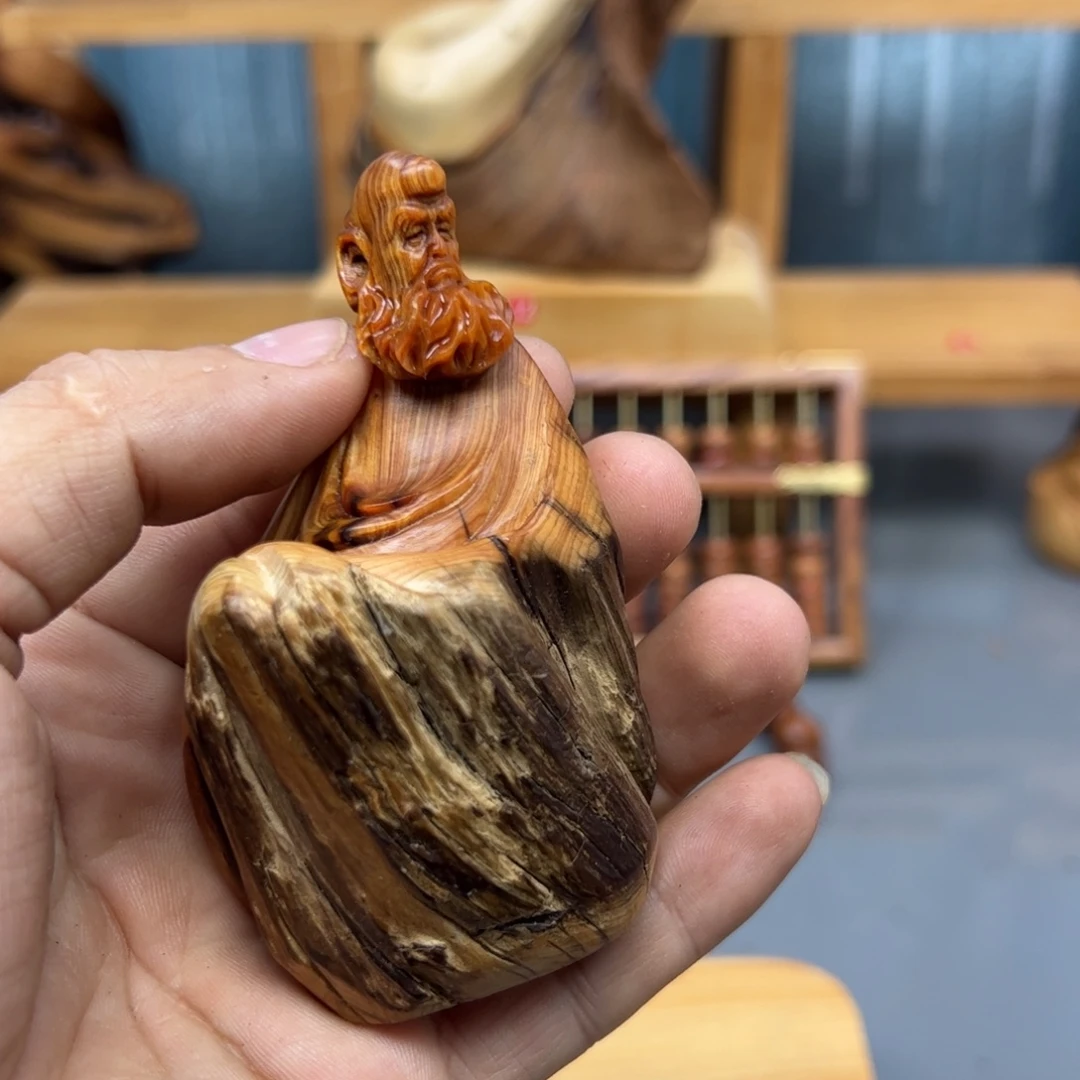 八***人木崖柏木摆件手把件