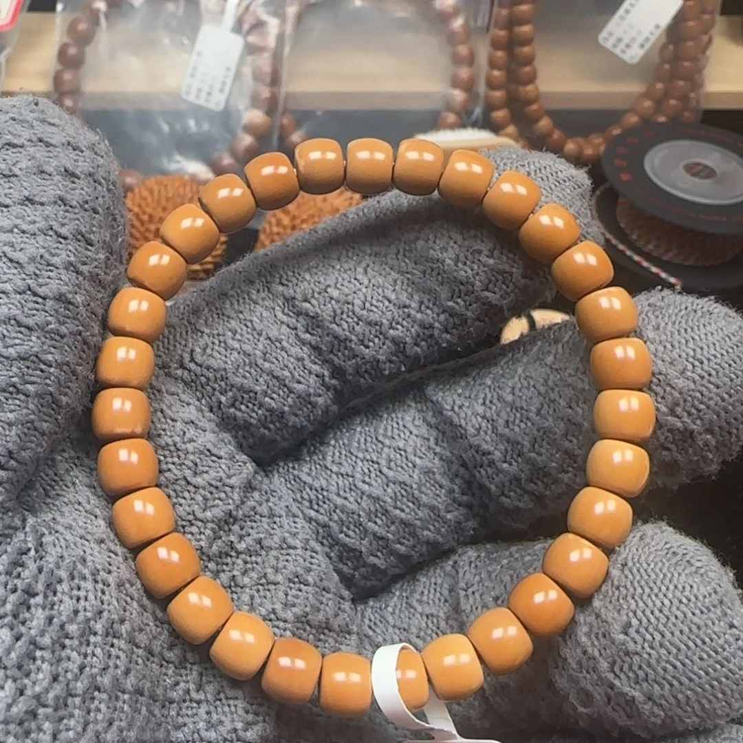 橄榄核手串老挝单圈三花面无白孔道微暇7.2福利