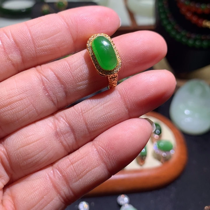 和田玉戒指银S925镶嵌