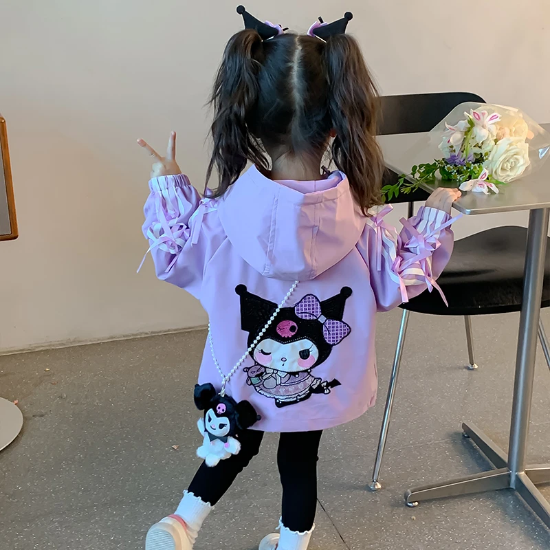 女童库洛米韩版外套秋装2025新款女孩洋气上衣儿童休闲秋装冲锋衣