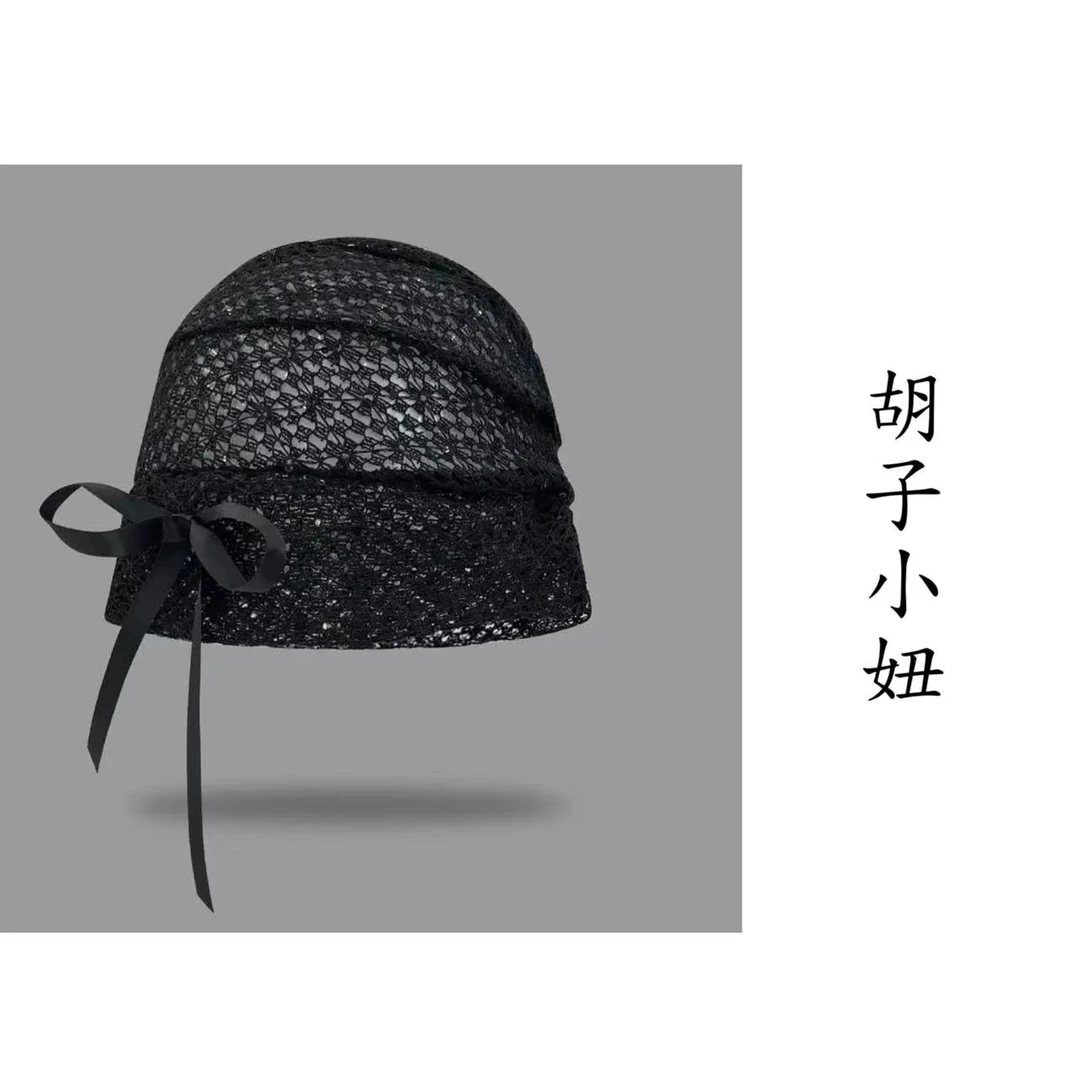 【胡子小妞】蕾丝镂空蝴蝶结堆堆帽