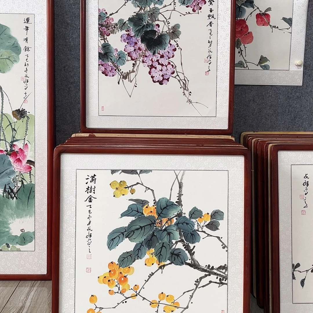 国画书画作品带框63×63