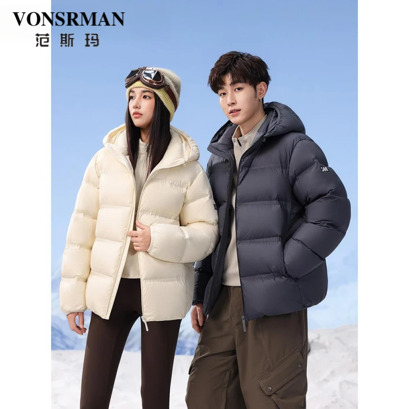短款小个子面包羽绒服男女2025冬季新款时尚连帽简约百搭情侣外套