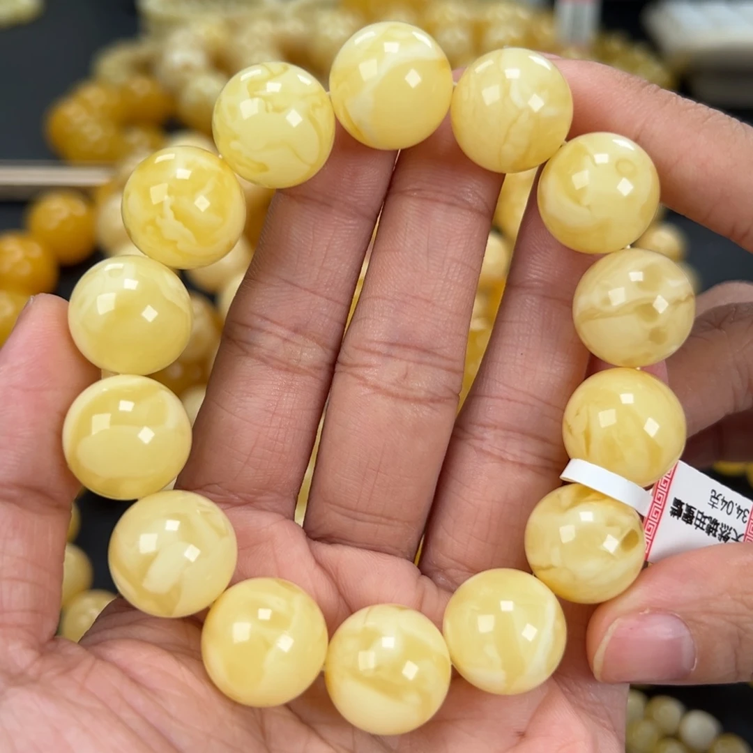 琥珀未镶嵌手链34克