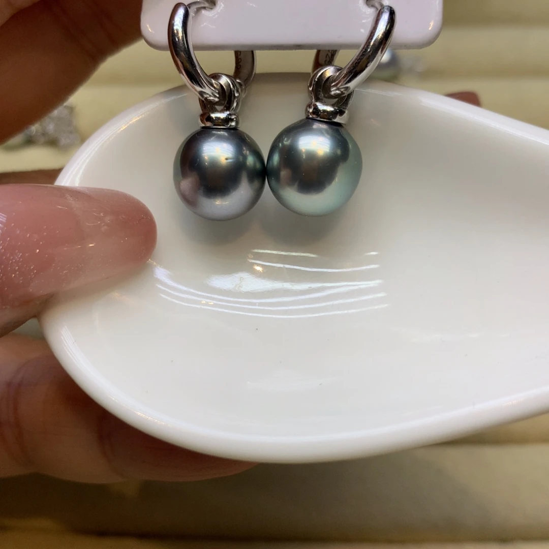 银S925镶嵌耳饰海水珍珠