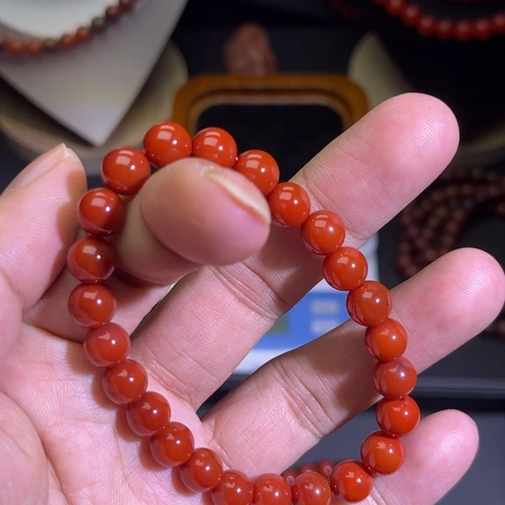 南红玛瑙未镶嵌手链8mm牛血红