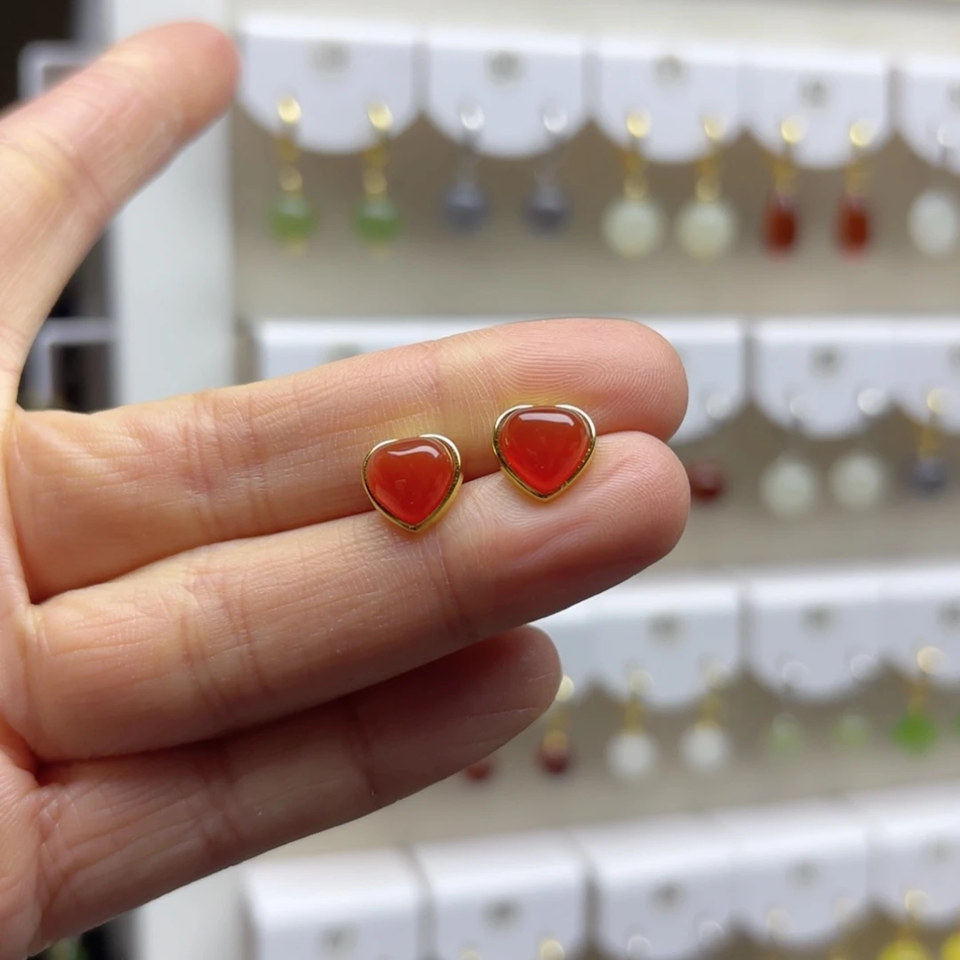 银S925镶嵌耳饰玛瑙/玉髓