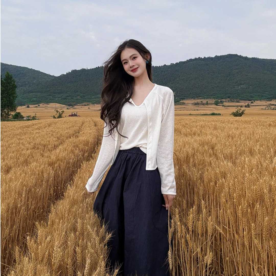 韩系休闲套装女2025夏季时尚宽松防晒外套吊带背心高腰半身裙套装