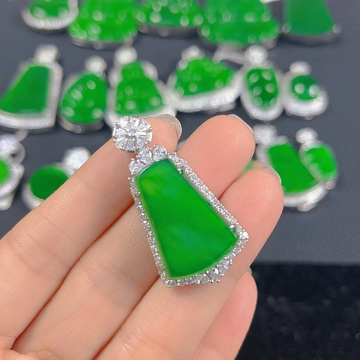 翡翠银S925镶嵌吊坠(不含链)