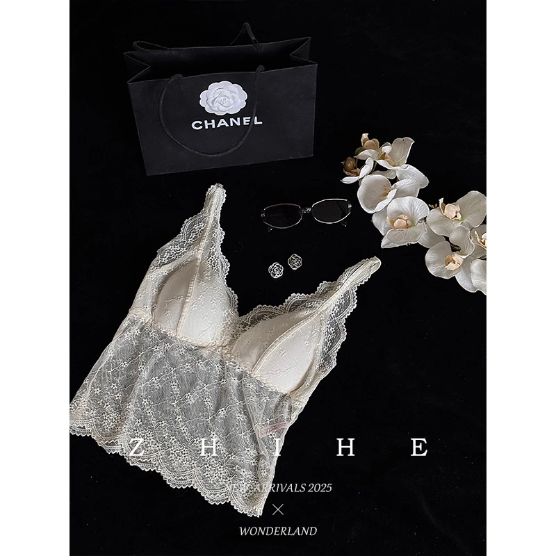 无艳一禾【克莉丝汀】法式浪漫蕾丝带胸杯美背