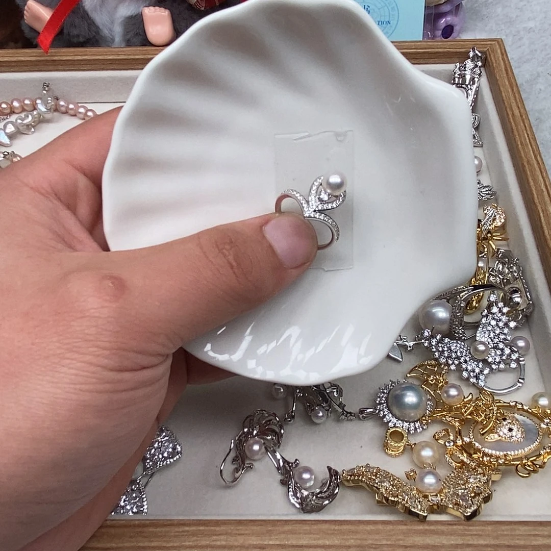 戒指海水珍珠银S925镶嵌