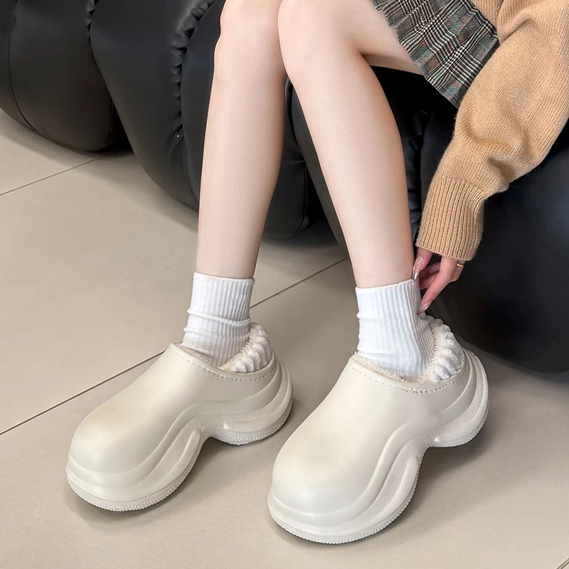 酷如意厚底增高棉拖鞋女款2025新款爆款冬季包跟外穿加绒保暖棉鞋
