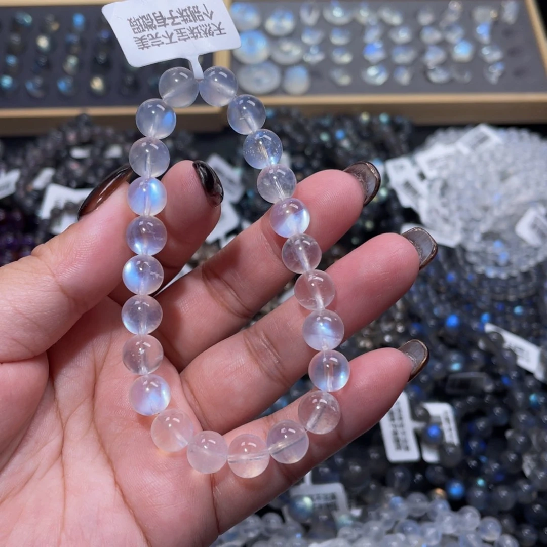 月光石手链未镶嵌阿*?蓝月光手链8.5mm