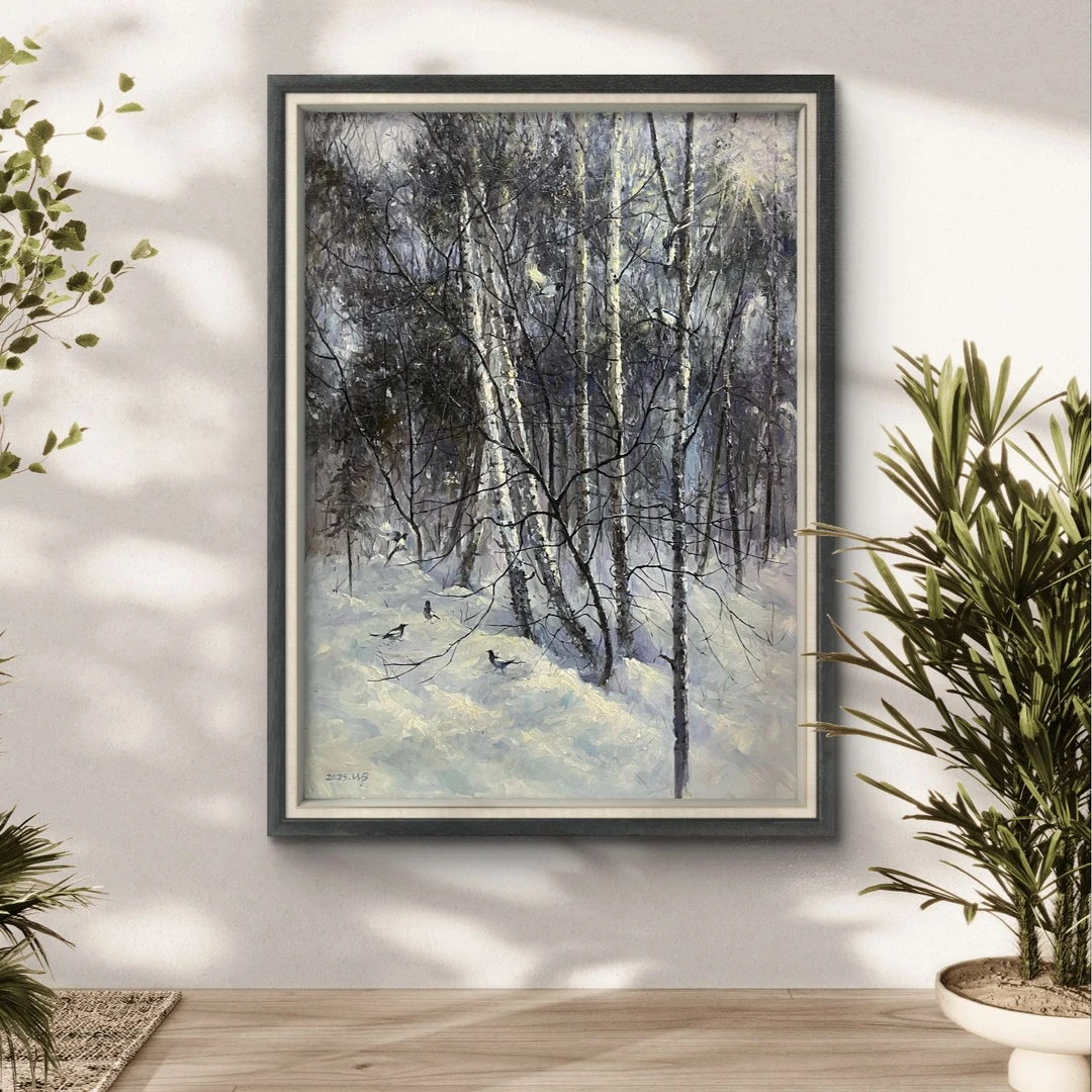 王彬《暮雪》布面油画120×160CM