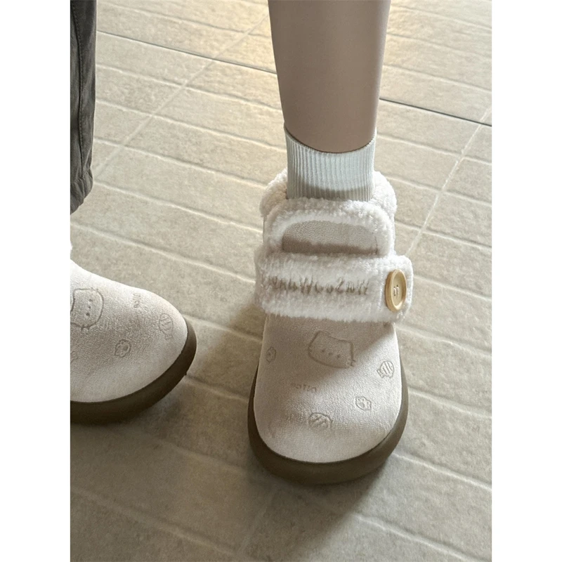 丑萌加绒高帮魔术贴板鞋女冬季新款chic小众保暖棉鞋学生雪地靴子