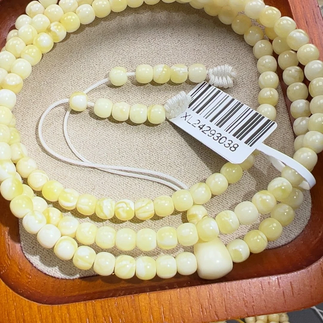 蜜蜡颈饰未镶嵌5+白蜜108