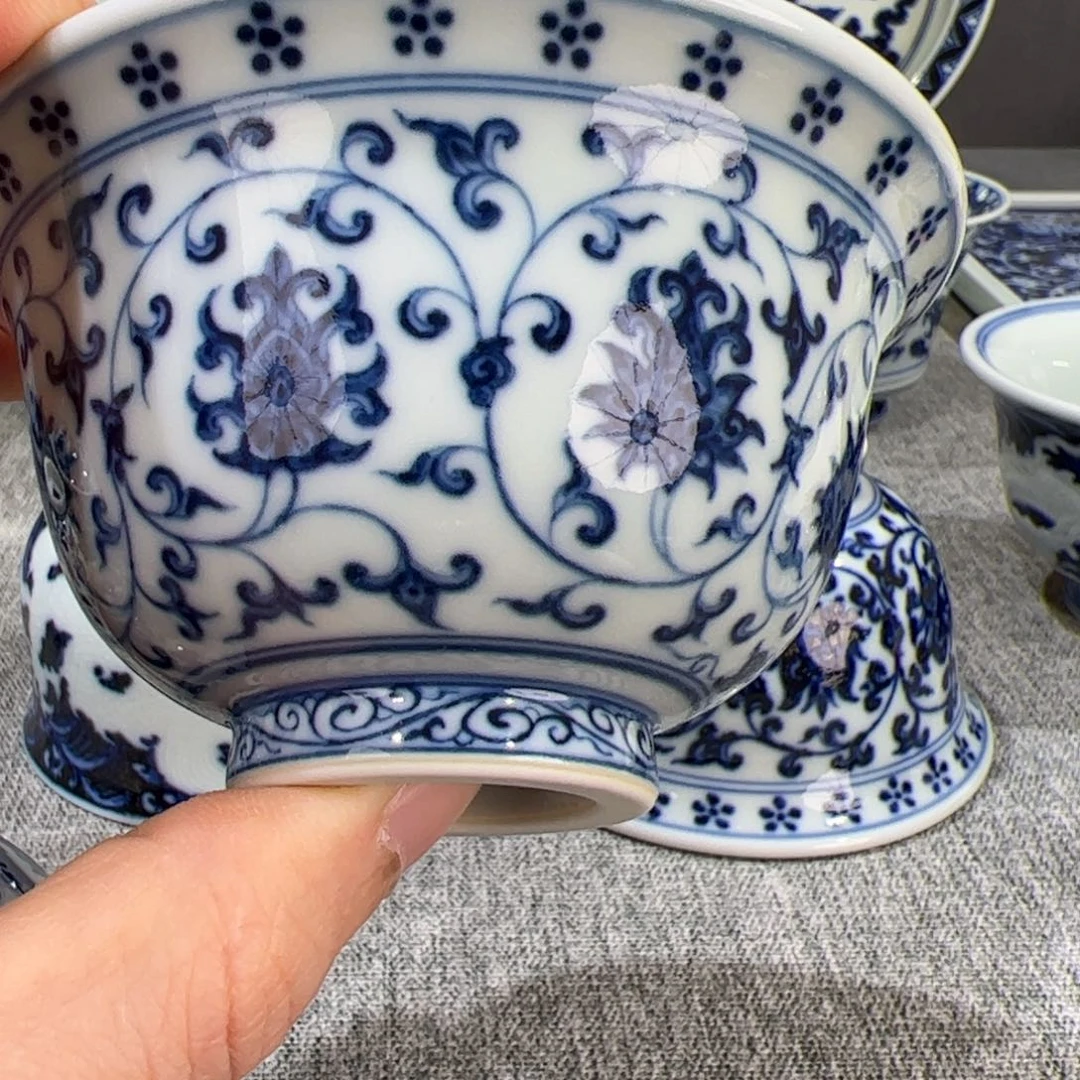 勇***团仿明缠枝连压手杯