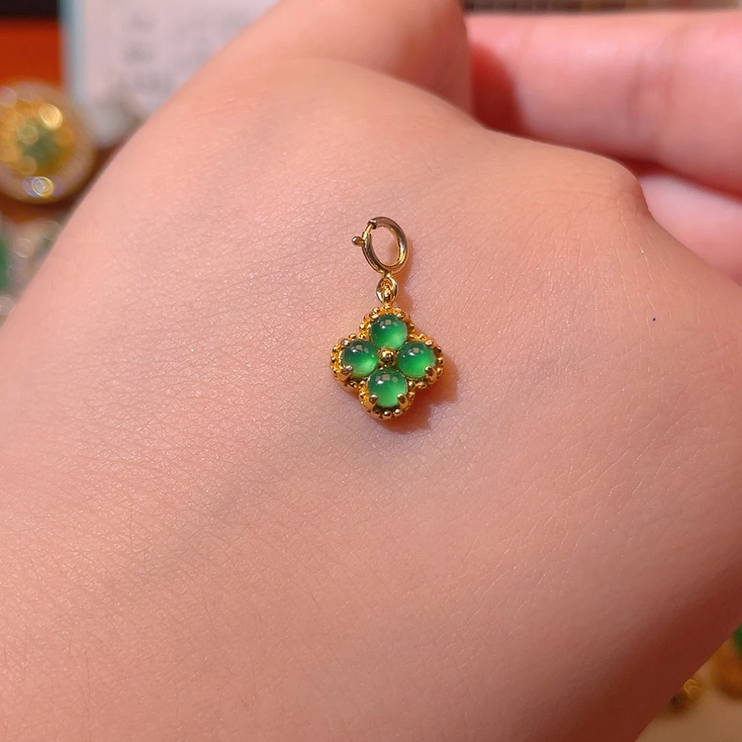 吊坠(不含链)银S925镶嵌翡翠