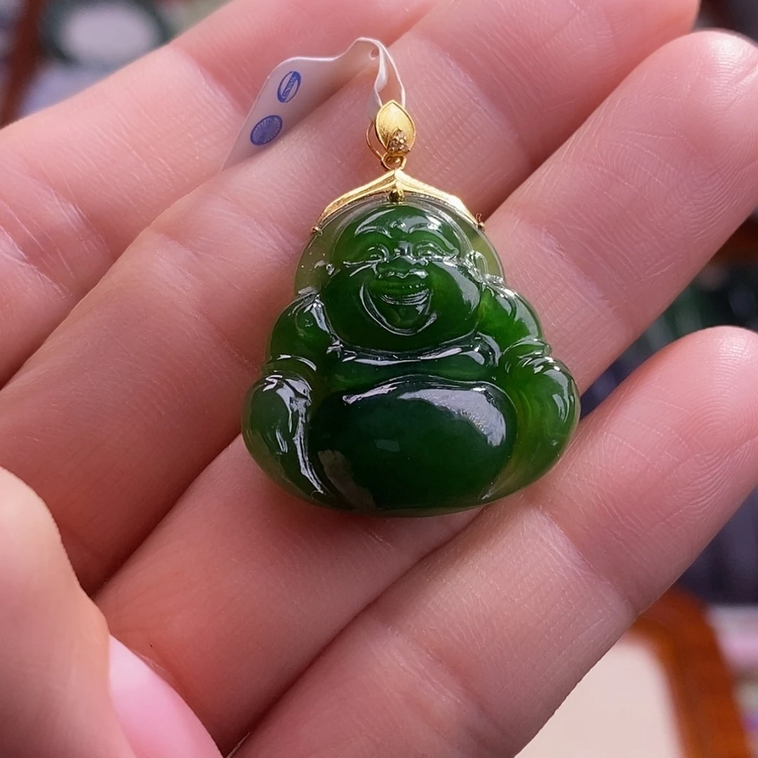 颈饰未镶嵌和田玉金镶碧玉佛公