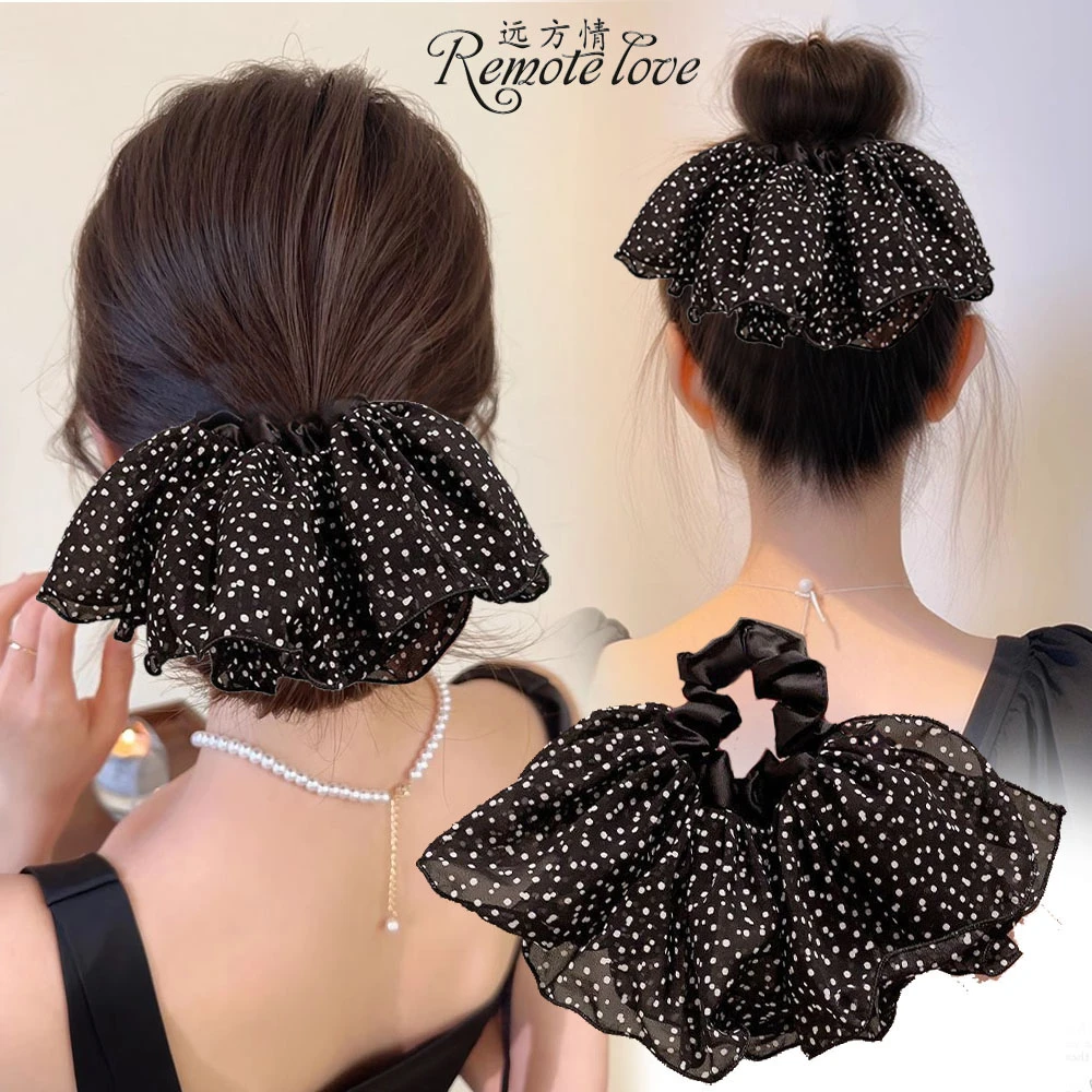 remote love/远方情超仙褶皱网纱波点大肠圈女发圈发饰发绳T2167