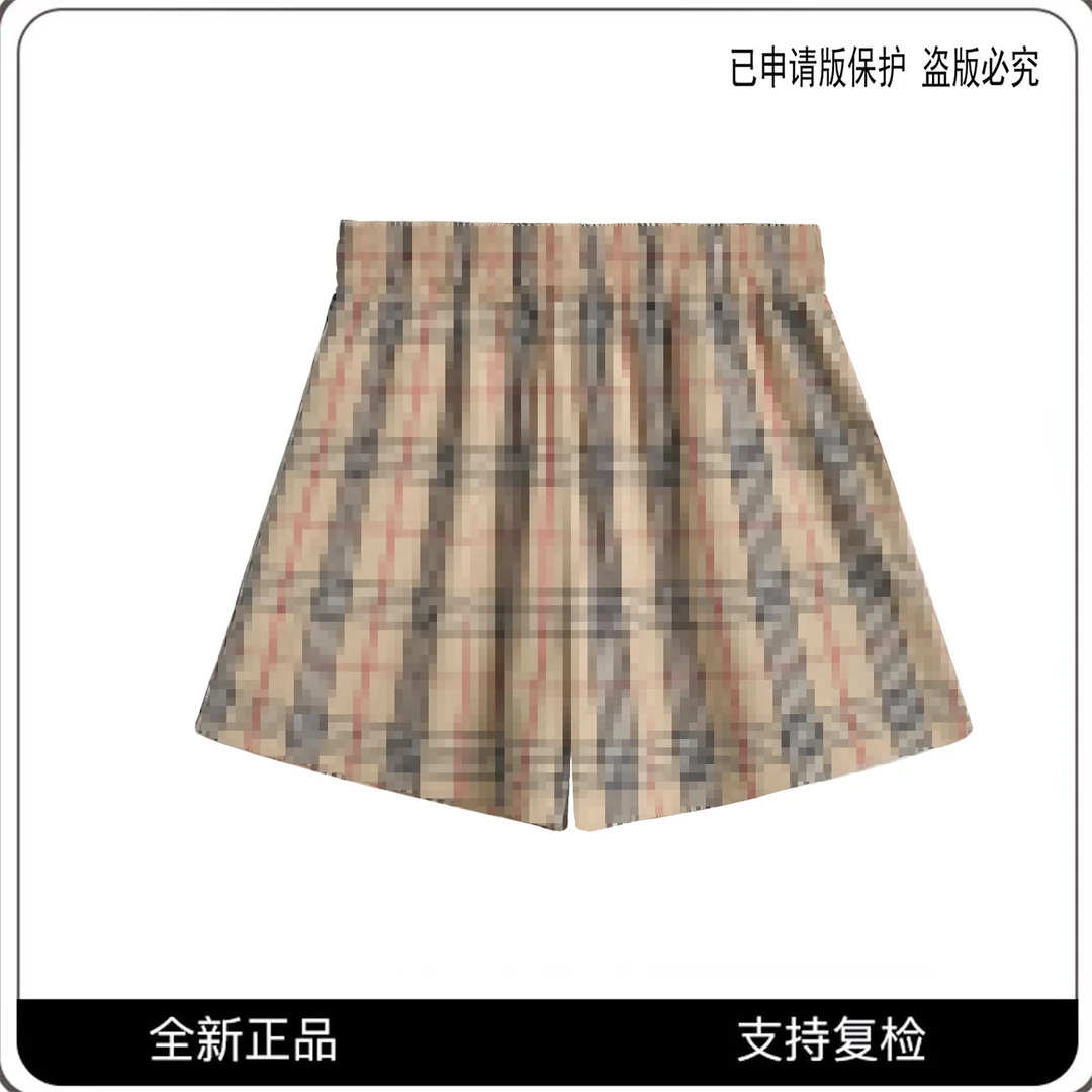 68059#CSIN轻奢休闲卡其格子短裤2025夏季百搭时尚设计感短裤