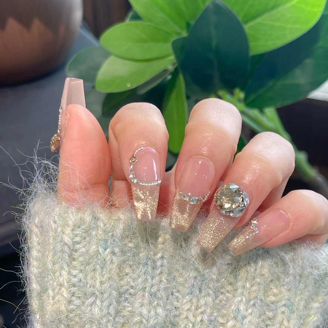 巴仑美【琥珀低语】设计师款 琥珀猫眼可重复穿戴美甲贴 施家华子钻