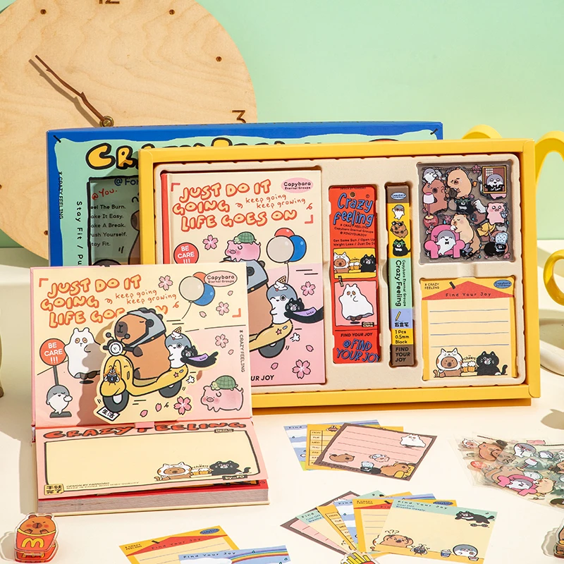 卡皮巴拉疯感笔记本礼盒套装小学生学习奖励实用送儿童生日礼物