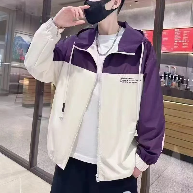 0220(外套)儿童春季拼接字母连帽外套上衣02201