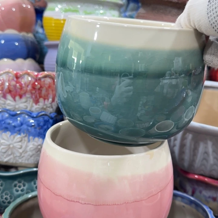 凑9快包邮，有孔，陶瓷花盆