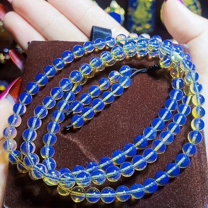 蓝珀珠宝奇石未镶嵌蓝珀异色珀毕业5大加净水108