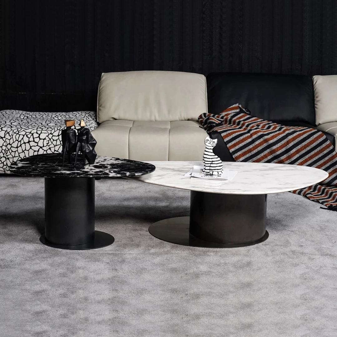 MEXIN/美心·家美黑白灰意思现代几件大理石组合茶几乌托邦