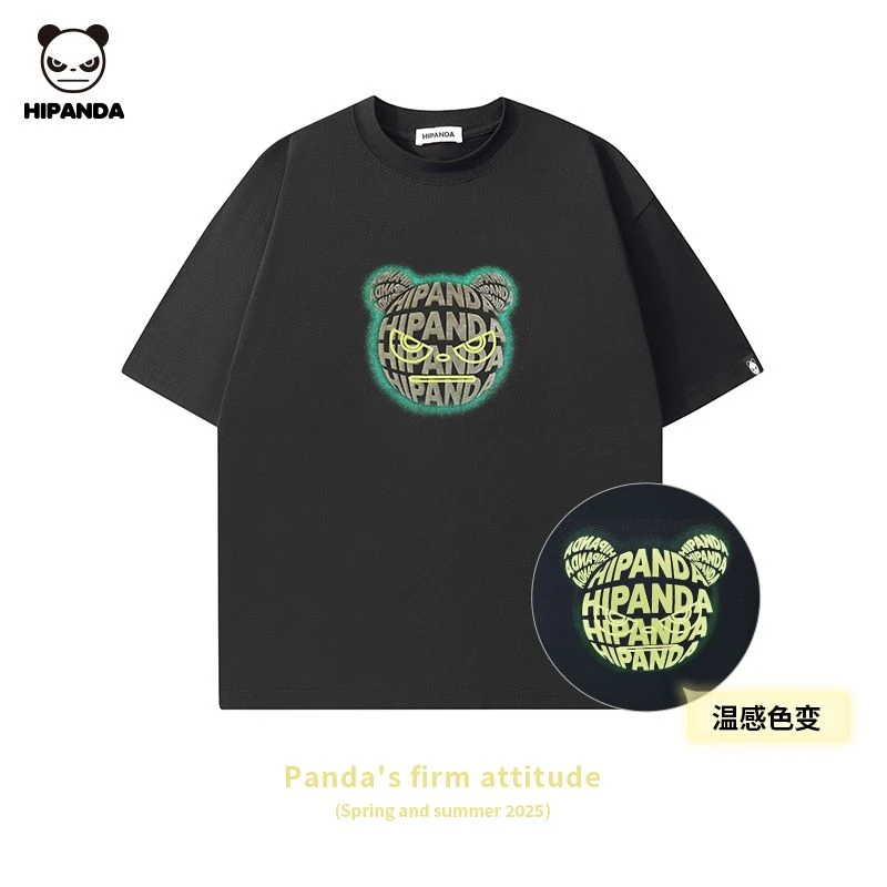 Hi Panda短袖t恤温变花男夏季新款潮牌潮流立体显瘦情侣宽松上衣