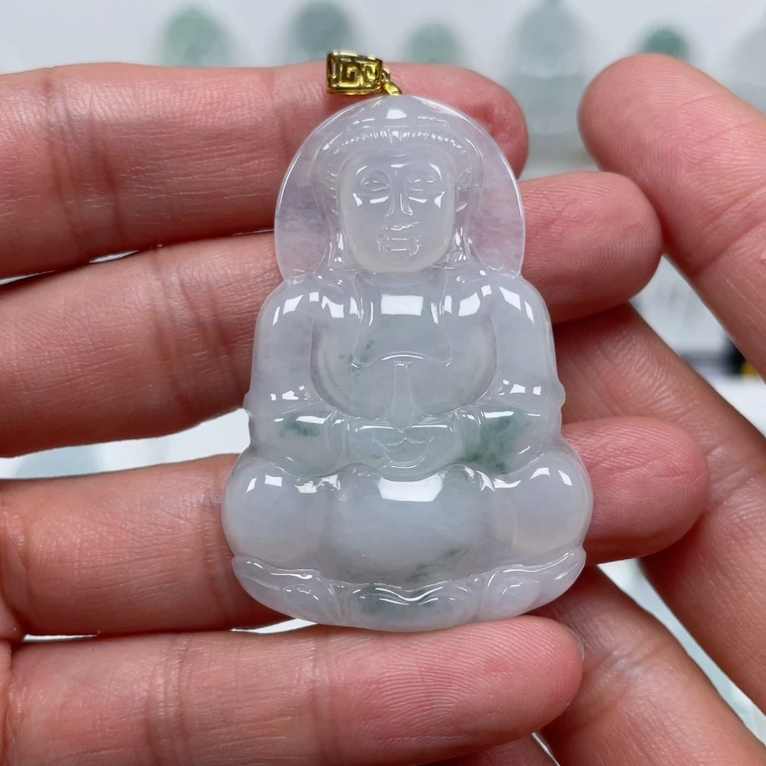 翡翠颈饰未镶嵌天然翡翠A货观音28号