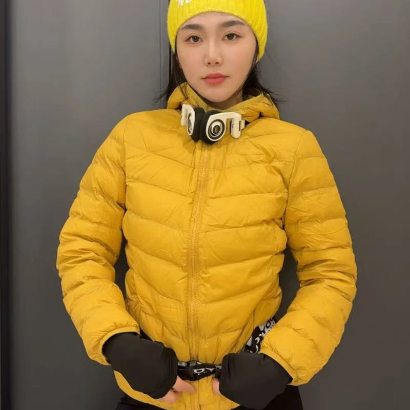 纳趣时尚排骨90绒男女立领连帽羽绒服